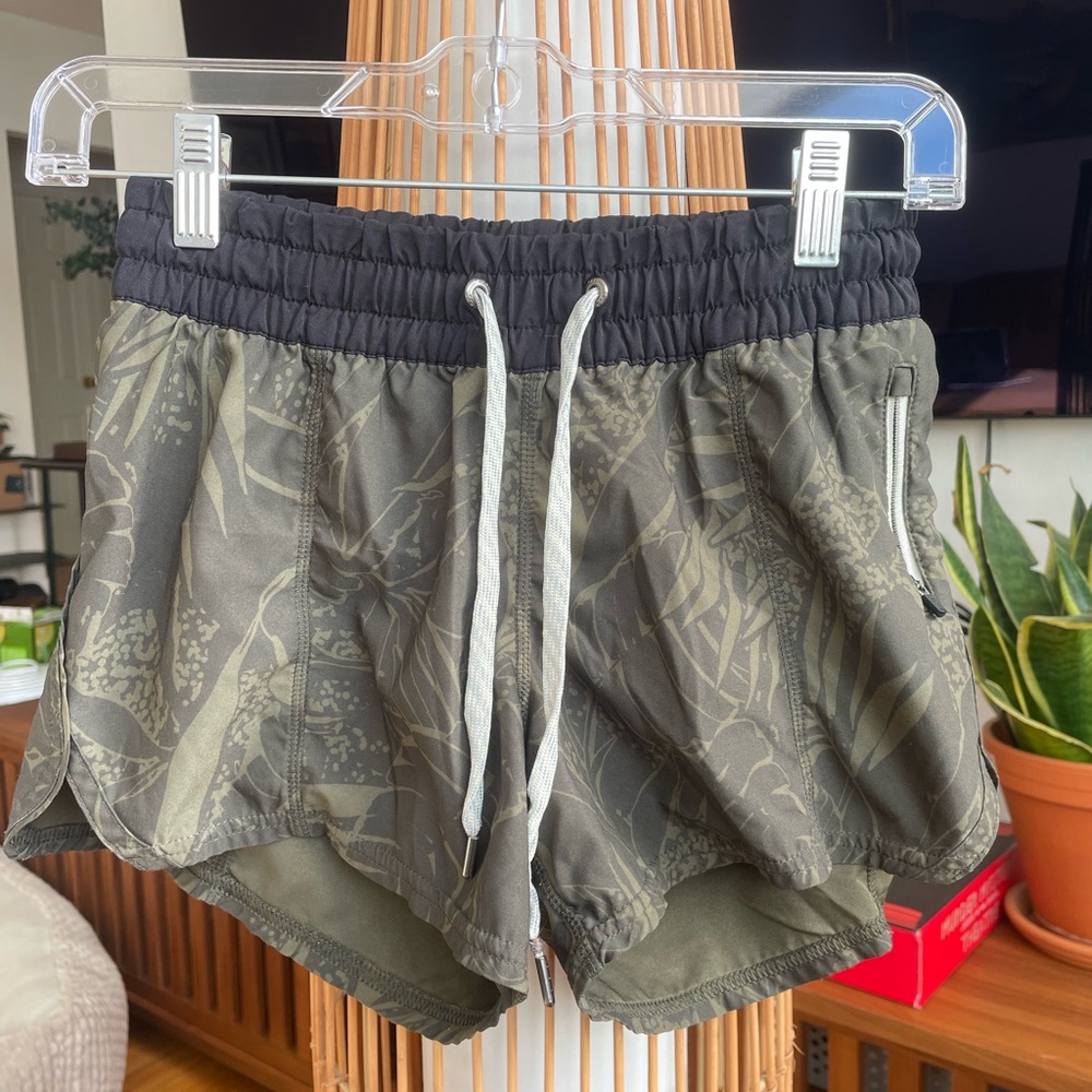 Vuori Olive Green Athletic Shorts with Black Waistband